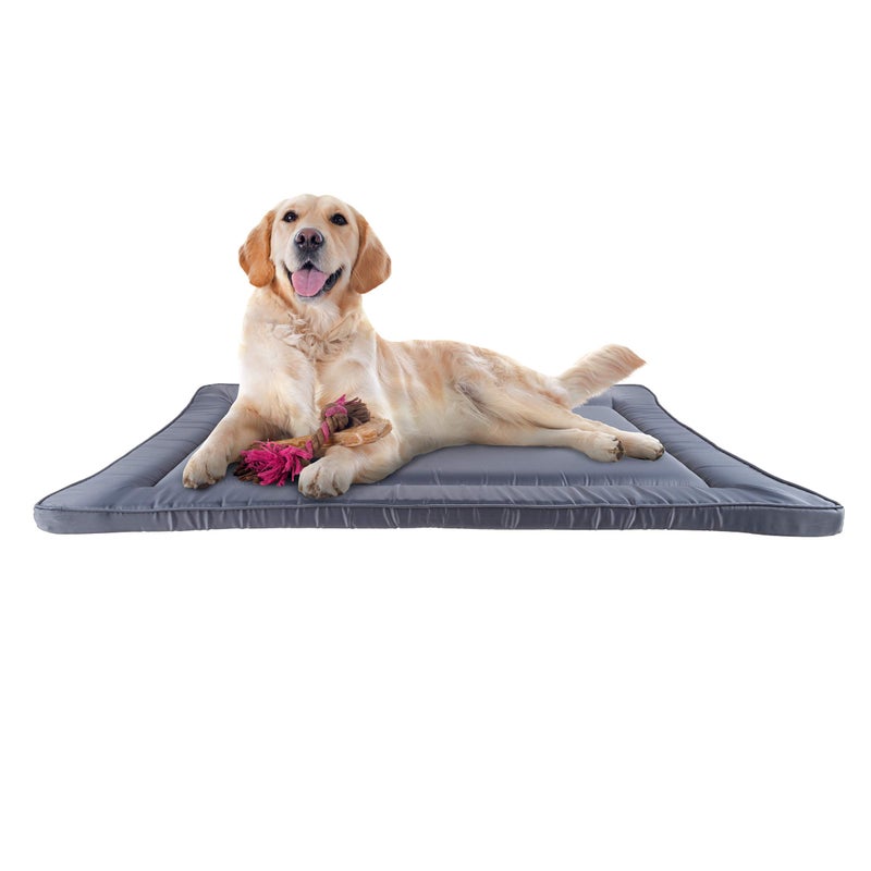 Petmaker Waterproof Dog Bed - 38.75x25 Large Dog Bed with Raised Edge - Easy-to-Clean Multi-Purpose Crate Mat for Home and Car Travel (Gray) - Image 1